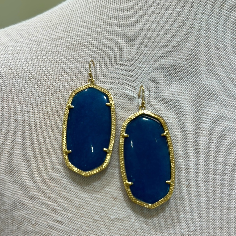 Kendra Scott azure blue and Gold Drop Earrings